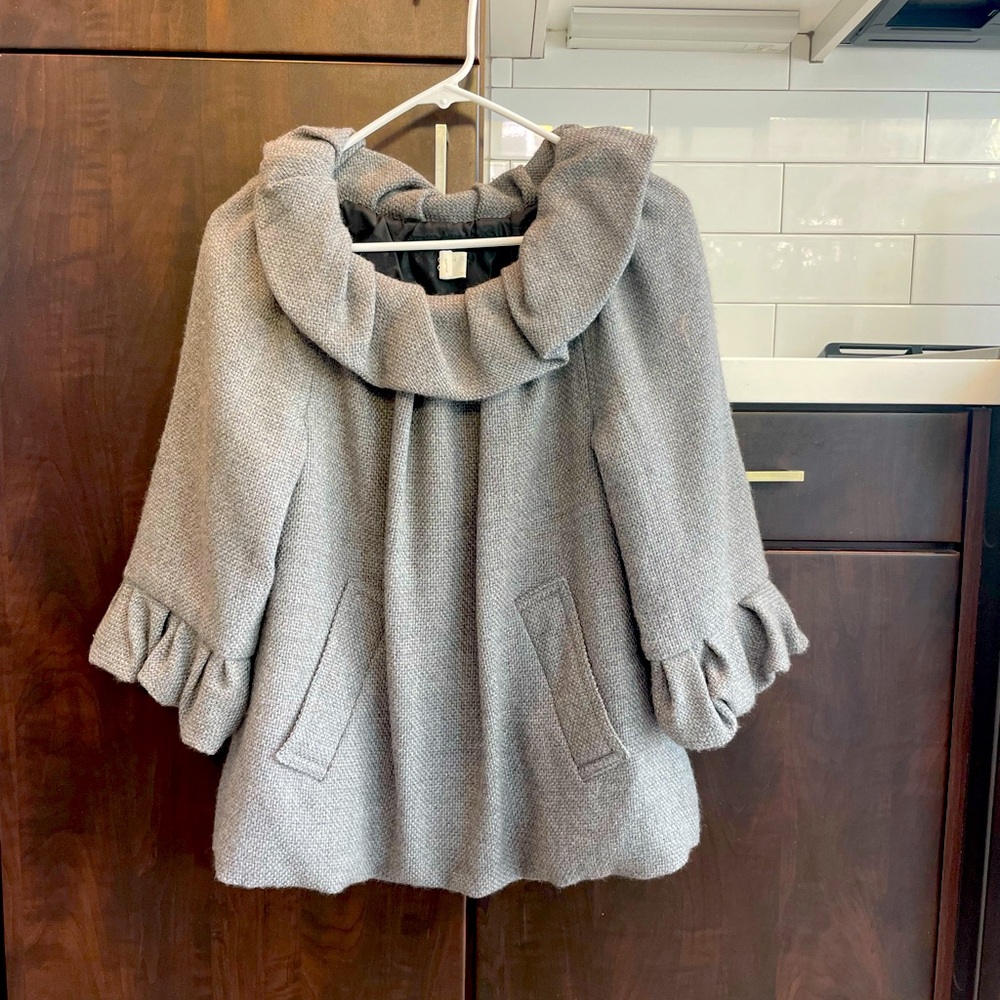 Marc by Marc Jacobs Ruffled Gray Pullover Coat 3/4” Sleeves